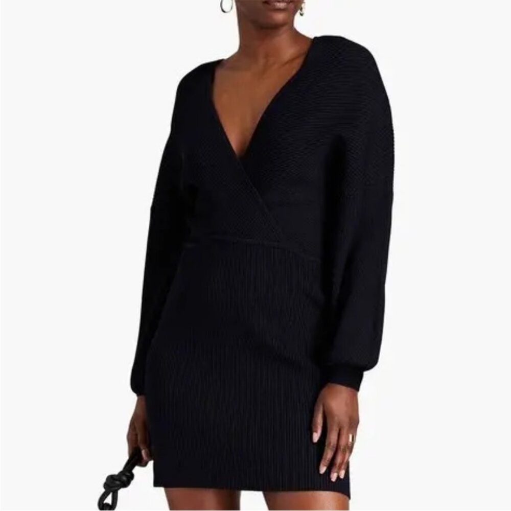 GANNI Navy Blue Ribbed Knit Mini Dress size small